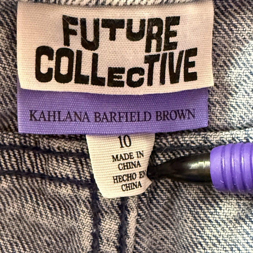 Future Collective Kahlana Barfield Brown Cargo Jeans Sz 10 Baggy Hip Hop Street - Picture 12 of 14